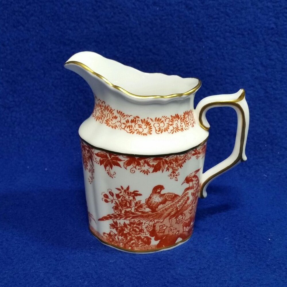 Vintage Royal Crown Derby Red Aves Mini Creamer 4 oz Cream Jug England 1964